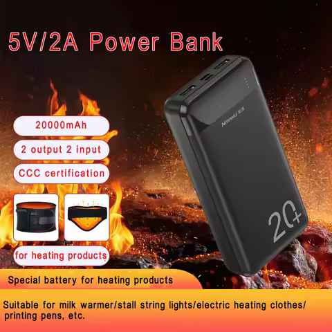 20000mAh Power Bank 5V 2A Portable Charger for Heated Vest Jacket Power Bank for Xiaomi Mi iPhone 16