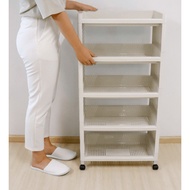 Shopping Idea GOME 5 Tier Multi-Purpose Rack With Wheels 5965 Size 29.5x49.5x98.5 Cm Trendy White Co