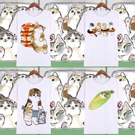 Short-Sleeved Shirt White Cat Screen Print There Are Many Types ES511-ES515.