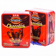 Selamat Chocolish Wafer Roll 150 g - Biskuit Wafer Kaleng