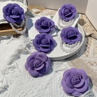 French Retro Velvet Camellia Fabric Flower Brooch Pin Korean Style Chanel Style Elegant Clothing Acc