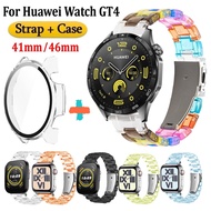 Rainbow Clear Color Plastic Strap + Case Compatible For Huawei watch GT 4 Strap 46mm Huawei Watch GT 2 / GT3 Strap Full Covered Huawei Watch GT 4 Case Plastic Huawei GT4 Strap