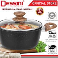 DESSINI ITALY Natural Stone 24CM Casserole Die Cast Aluminium Induction Non Stick Pot Bowl Pan Cookw