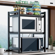 [NETEL  Ready stock]  Kitchen Organizer Microwave Oven Rack Expandable  Adjustable Kitchen Storage S