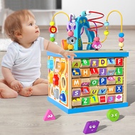Wooden Baby Activity Cube Montessori Development Learning Toys Suitable for Kindergarten Primary Sch