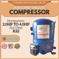Danfoss Maneurop AirCond/Chiller Compressor 2HP/2.3HP/2.5HP/3HP/3.5HP/4HP (R22 Gas) 220V/380V