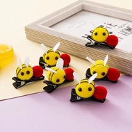 Cute Little Bee Hair Clips Mini Plush Hair Pins for Kids Hair Accessories with Double Ponytail Bangs