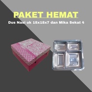 COMBO PACKAGE | 18x18x7 Rice and Cake Box and 4-Section Mica | Patterned Rice Box |