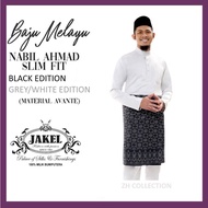 [BLACK/GREY SET] Baju Melayu Nabil Ahmad 2022 Avante by JAKEL Baju Melayu Raya Cekak Musang Slim Fit Direct HQ PosT