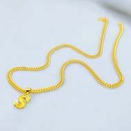 Gold Letter Pendant Neck Chain Necklace Bangkok Gold Women's Neck Chain Pendant