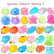 10 Pcs Luminous Squishy Toy, Light up Glitter Shinning Animal Early Education Anti stress Ball Squeeze Rising Fidget Soft Sticky Stress Relief Toys