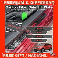 Carbon Fiber Side Sill Plate PROTON X70 Premium Stainless Steel Car Door Step Sticker Protector