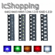 100 pieces of 0402 0603 0805 1206 1210 SMD LED red, yellow, green, white, blue LED lights