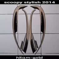 Stiker Striping Lis Les Bodi Motor Scoopy Stylish 2013 2014 Full Hitam Gold