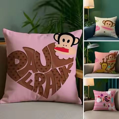 N-New P-Paul F-frank Pillow Case Anti-dustmite Pillowcase Invisible zipper silky Sofa cushion cover