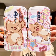 Cute Cartoon Cat Phone Case OPPO Reno2 Reno2F 2Z Wave SideThin Soft Phone Case