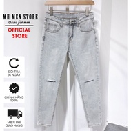 Men's Gray Ripped Jeans, Men's Ripped Knee Jeans in Stretch Fabric MH STORE Style