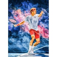 Tennis Legend Roger Federer Portrait Signature Poster Canvas Painting Hd Printed Tennis Sport Wall