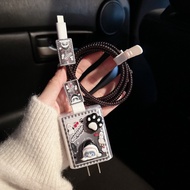 OPPO Charger Protector 9 Black Cat Decorated With Old Straps To Look New. Data Cable Protective Cove