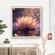 Living Room Bedroom Entrance Decoration Heqi Making Money Good Meaning Lotus Modern Style Cross Stit