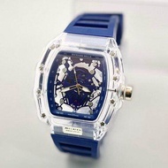 Jam tangan pria Fashion Sporty Body Transparan RM Model segi Free HeadsetBox dan baterai cadangan