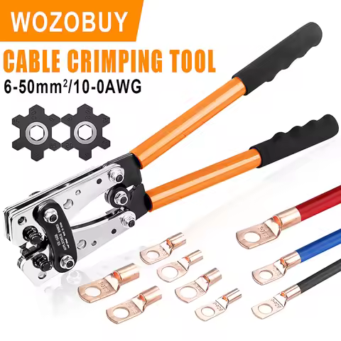 WOZOBUY Tube Terminal Crimper Hex Crimp Tools HX-50B Pliers 6-50mm2/AWG 10-0 Multitool Battery Cable