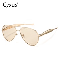 Cyxus Non-polarized Double-beam Aviator Sunglasses For Women Retro Style Fashionable Matching Sungla