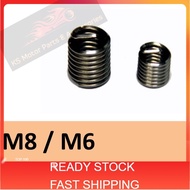 READY STOCK SCREW SLEEVE WIRE THREAD INSERT STAINLESS STEEL M6 / M8 SPRING BUSH 10 PCS