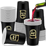 Rtteri 48 Pack Death to My 20s Disposable Party Plastic Cups, 16 oz RIP to My 20s Birthday Decoratio
