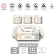 Oldam 올담 Premium Embossing Baby Wipes, Cap Type, (10pack x 70pcs) 1 CARTON | Korea Natural Super Thick Moist Baby Wipes