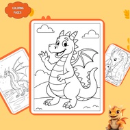 Set of 50/25/10 sheets of coloring pages, coloring pages for children, Dragon image, A4, A5 paper 16