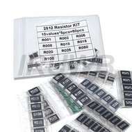 【♚】50PCS 2512 SMD Resistor Samples kit R001 R002 R005 R008 R010 R015 R020 R025 R050 R100 Alloy resis