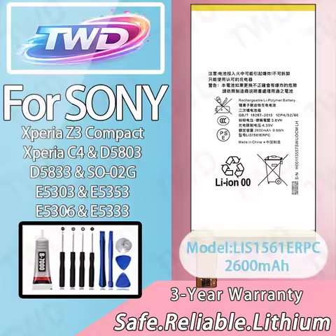 LIS1561ERPC Large capacity 2600mAh Battery For Sony Xperia Z3 Compact/Xperia C4 Batteries New High Q