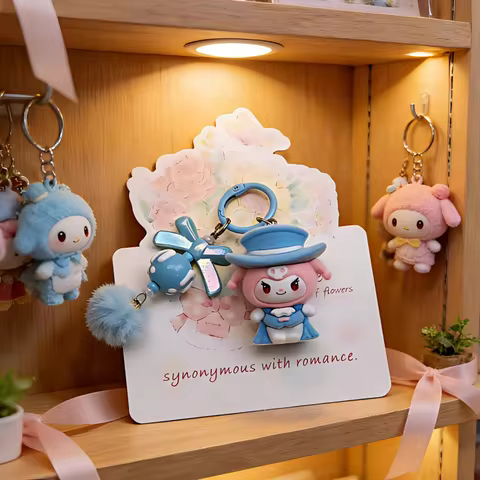 Kuromi Keyrings Backpack Pendant Keyring Cute Kuromi Charms Keyring with Bow Anime Bags Decorations 