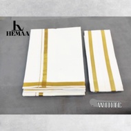 Cotton Veshti With Gold Border 8x4 Veshti With Thundu / Cotton Veshti Set Hemaa