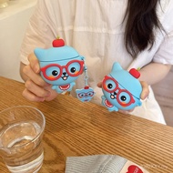 Glasses Cooler Q Er Cute Stereo Cartoon Earphone Case Suitable for airpod3/aipod4/pro/pro2/pro3 Blue