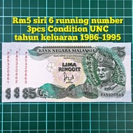 (A154) Rm5 siri 6 duit kertas lama duit syiling lama Rm5 lama duit lama mata wang lama kedai duit la