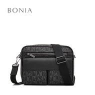 Bonia Black Monogram Messenger Bag