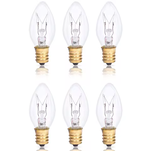 6 Pack Small Bulbs 7W/10W E12/E14 Screw 110V/240V Replacement Spare for Salt Lamp ,Wax Melt Burner W