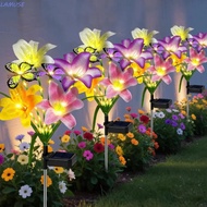 LAMUSE Solar Garden Lights, Flower Decor Butterfly Design Outdoor Garden Lights, Butterfly Iris Grou