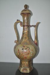 古董老件陶瓷福祿壽酒瓶高62長24寬22公分可交換物品