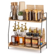 [48H ] Iron Wood Combined Shelf Desktop Double-Layer Storage Rack Kitchen Countertop Storage Rack Ho