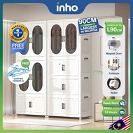 INHO L70-90cm Adult Kids Wardrobe Storage Cabinet with Wheels Stackable Foldable Organizer Box
