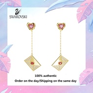 ♈Swarovski♈ D325216 Love letter earrings with pink crystal gold plated(แจกกล่องของขวัญบรรจุภัณฑ์ของแ
