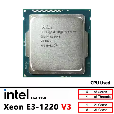 Intel Xeon E3 1220 V3 E3 1220V3 3.1 GHz Used Quad-Core Quad-Thread CPU 80W LGA 1150
