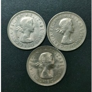 UK Queen Elizabeth II 6 Pence 1965-1967 ( 3 Coins )