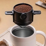 1Pc Stainless Steel Pour Over Coffee Dripper, Paperless Coffer Dripper With Dual Strainers Reusable 