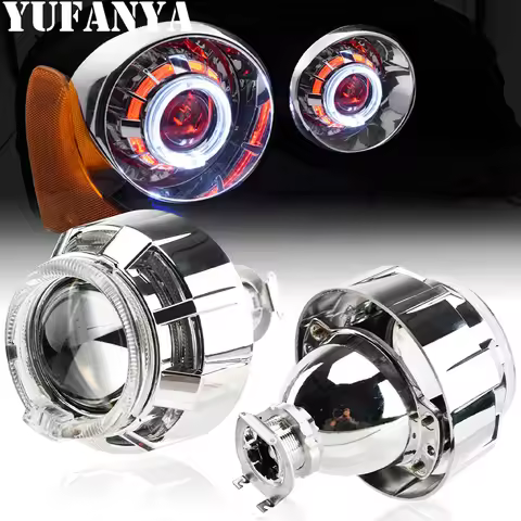 YUFANYA 2.0 Inch LED Angel Eyes HID Bi Xenon Headlight Projector Lens For H4 H7 Running Lights For C