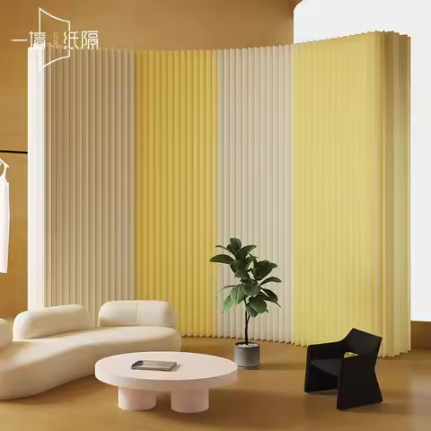 Colorful Paper Room Divider Folding Screen Removable Wall Partition Waterproof Portable Wall Divider