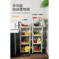 Kitchen Basket Storage Organizer Rack Vegetables Tray Wheels  Tempat Letak Bekas Sayur Buah Bawang R